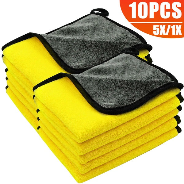 Absorbent Microfiber Towels For Cars Wash Towels Rags, Dual-Sided Auto Detailing Towels Drying Towel for Household Cleaning and Car Washing - 1-5-10P