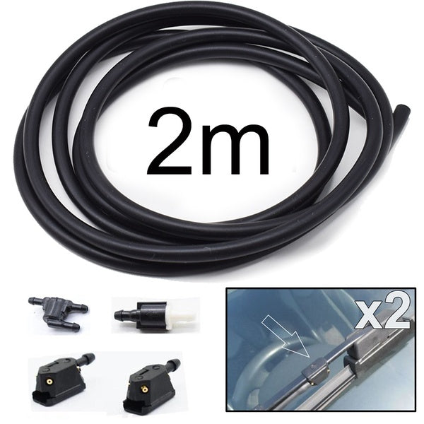 5 pièces-ensemble avant pare-brise essuie-glace bras rondelle buse Jets 4 voies réglable clapet anti-retour Tube tuyau tuyau 2m T pièce pièce droite