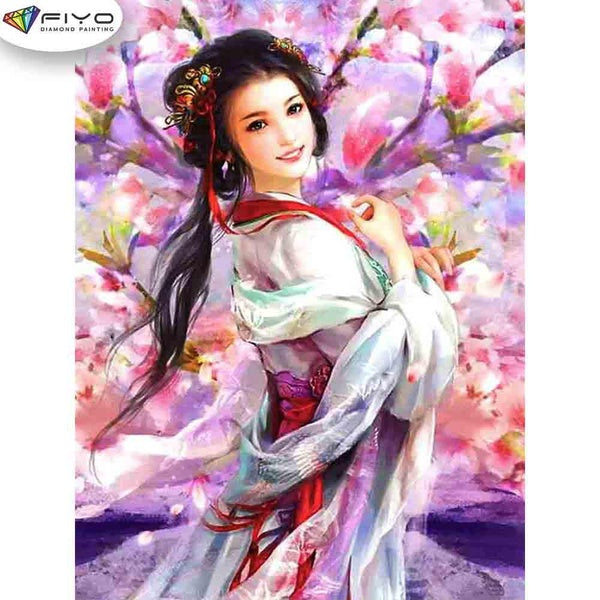 FIYO Han Costume Beauty Diamond Painting Kits For Adults DIY 5D Diamond Mosaic Diamond Painting Home and Kitchen Fashion Canvas Pictures Wall Decorat