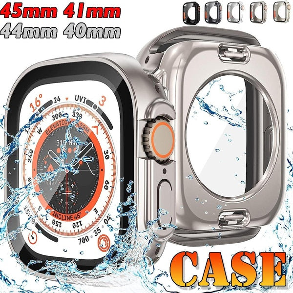 Hard PC Front & Rear Bumper Case for Apple Watch 8 7 45mm 41mm Screen Protector Cover Accessories for iwatch Series SE 6 5 4 44mm 40mm Change To Ultr