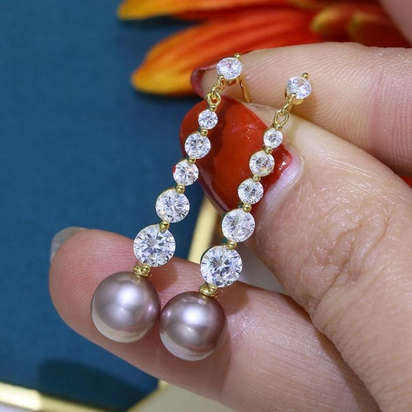 1 paire de boucles d'oreilles pendantes en perles dorées pour femmes fiançailles mariage mode boucles d'oreilles bijoux cadeau