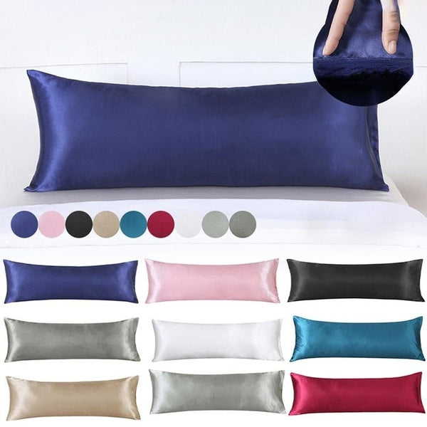 Soft Ice Silk QUEEN Full Body Pillow Cover 51*135cm Long Bed Pillow Body Pillowcase For Hair And Skin, Hypoallergenic Soft Breathable Both Ice Silk