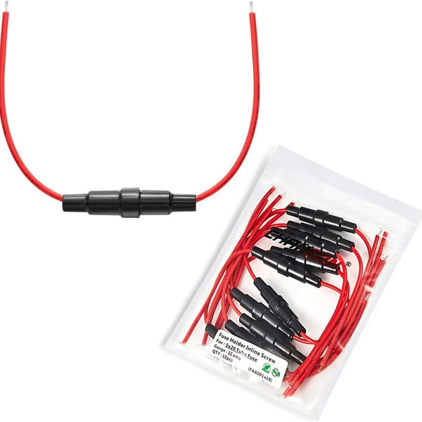 CHANZON 10pcs 5x20 Tube Cartouche Porte-fusible en ligne 22awg UL Fil Pigtail 3A