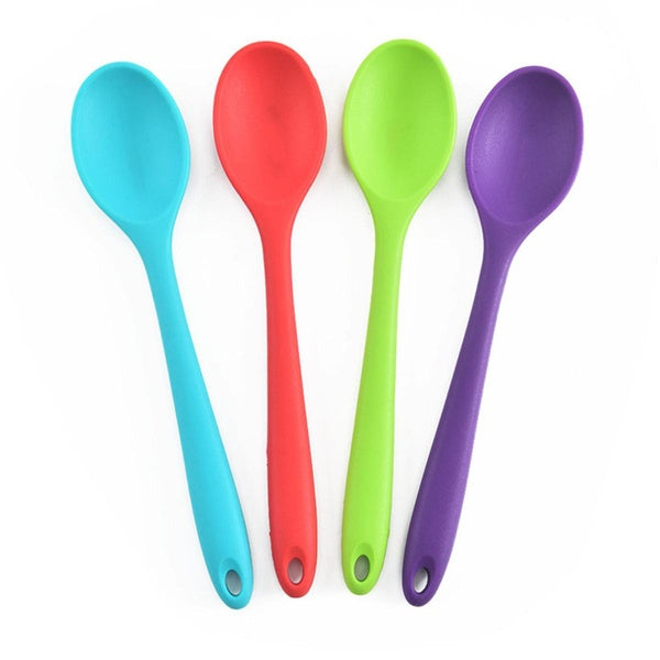 Ayevin Small Kid Silicone Soup Spoons Serving Teaspoon for Coffee Tea Bath Salts Soft Spoons Training Feeding for Baby Kids