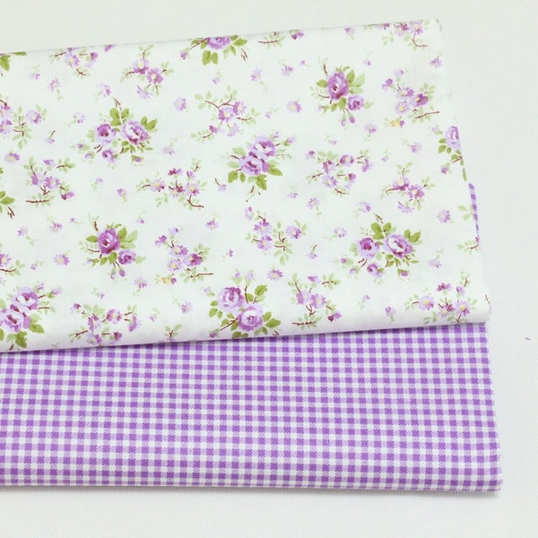 2Pcs-lot 40CM*50CM Idyllic Small Floral Lattice Printed Cloth 100% Cotton Twill Fabric Fat Quarter Bundle of DIY Handmade Quilting Patchwork Tissue C