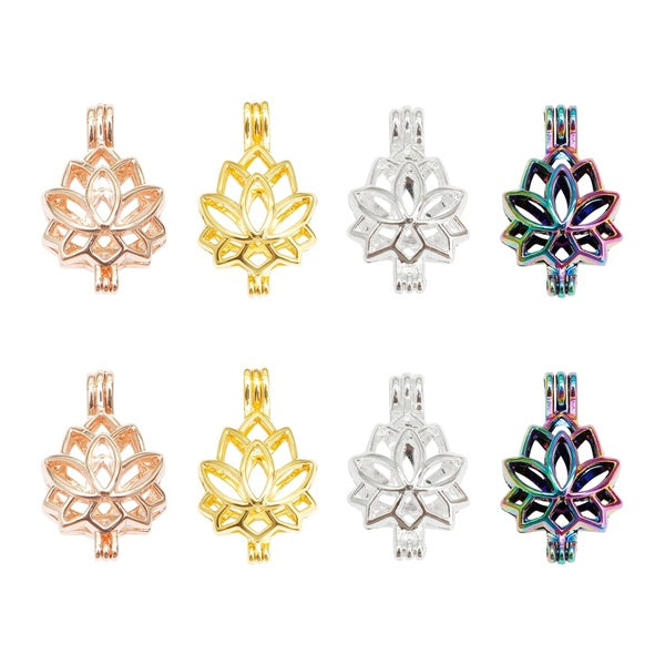 10pcs Mixed Pearl Cage Lotus Charm Jewelry Making Bead Cage Pendant Aroma Essential Oil Diffuser Locket for Oyster Pearl
