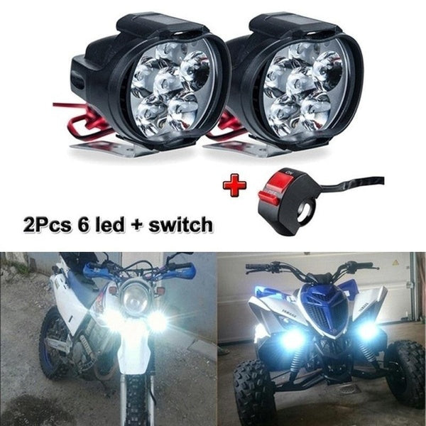 Ensemble de phares de moto à 6led, 2 pièces, avec interrupteur, projecteur antibrouillard universel pour Scooter, lampe DRL blanche 6000K
