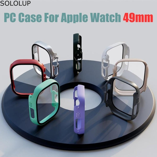SOLOLUP Film with All-around PC Case for Apple Watch 49mm Ultra 2-Ultra SmartwatchTempered Glass All-around Screen Protector Bumper Cover Accessories