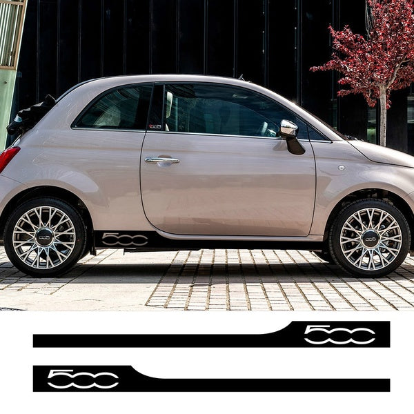 2PCS Car Styling Racing Door Side Skirt Trim Stickers For 500 Auto Body Decoration Customized Decals Car Tuning Accessories