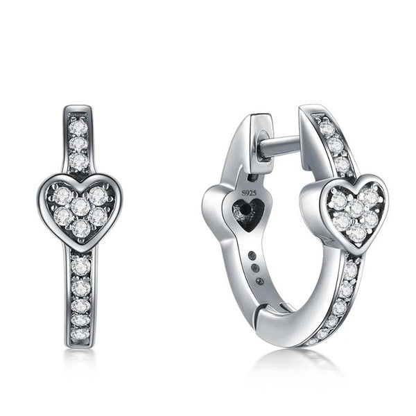 Mode 100% véritable argent plaqué charme en forme de coeur éblouissant laboratoire diamant boucles d'oreilles pour les femmes cristal or rose boucle