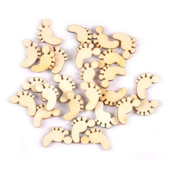 50pcs Natural Wood Feet Pattern Home Decoration Accessories For DIY Scrapbooking Crafts Handmade Wooden Ornaments 19x14mm MT1966