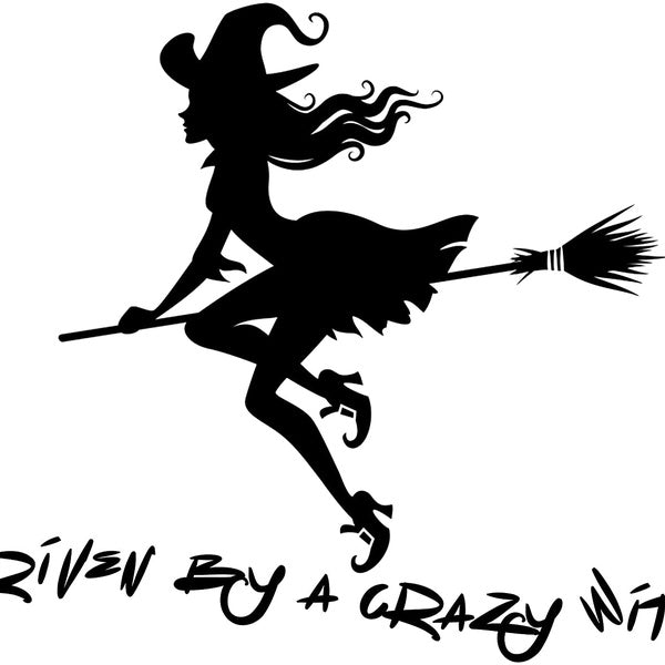 2PCS Imagnt Studio Driven by a Crazy Witch Sticker Vinyl Decal for car Truck auto Window Bumper Sticker