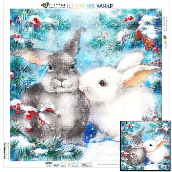 FIYO Rabbit DIY 5D Diamond Painting Full Drill with Number Kits Home and Kitchen Fashion Cross Stitch Embroidery Paintings Canvas Pictures Wall Decor