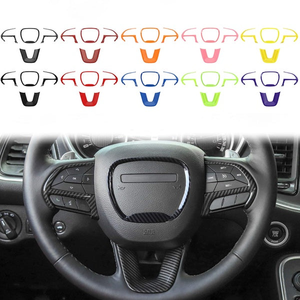 Steering Wheel Cover Trim Kit for Dodge Challenger Charger 2015-2020, for Dodge Durango 2014-2020, for Jeep Grand Cherokee SRT8