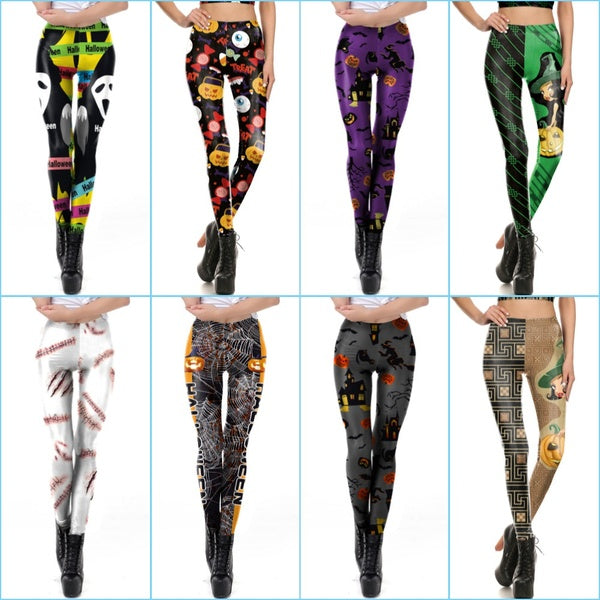 Halloween Women's Fashion 3D Printed Yoga Leggings High Waist Skinny Cartoon Sport Running Pants GYM Workout Clothes