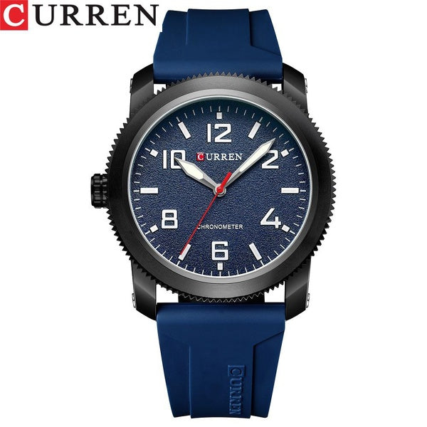CURREN populaire bracelet en silicone montres pour hommes avec engrenages conception montre-bracelet à Quartz pour hommes mode décontracté horloge ét