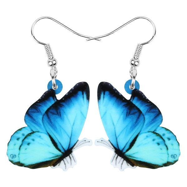 Acrylique Bleu Morpho Papillon Boucles D'oreilles Bijoux Insecte Goutte Dangle Ornements Décoration Pour Femmes Adolescents Enfants Fête Charme Cadea