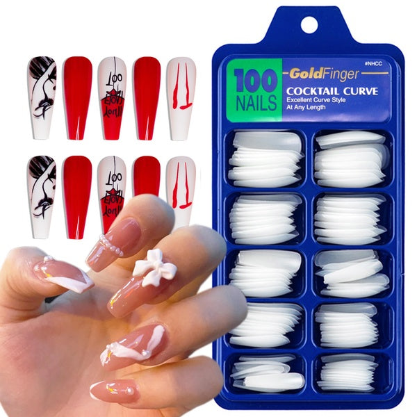 100Pcs Long Coffin Fake Nail Short Ballerina Press On False Nails Artificial Nail Tips