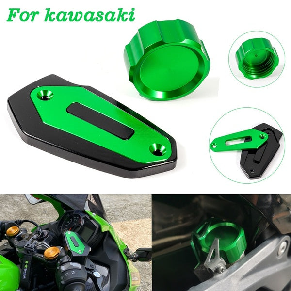 New Aluminum Motorcycle Front & Rear brake Fluid Reservoir Cover Cap For Kawasaki Z650 Z800 Z900 Vulcan S 650 VN650 VERSYS 650 VERSYS 1000 Ninja 650