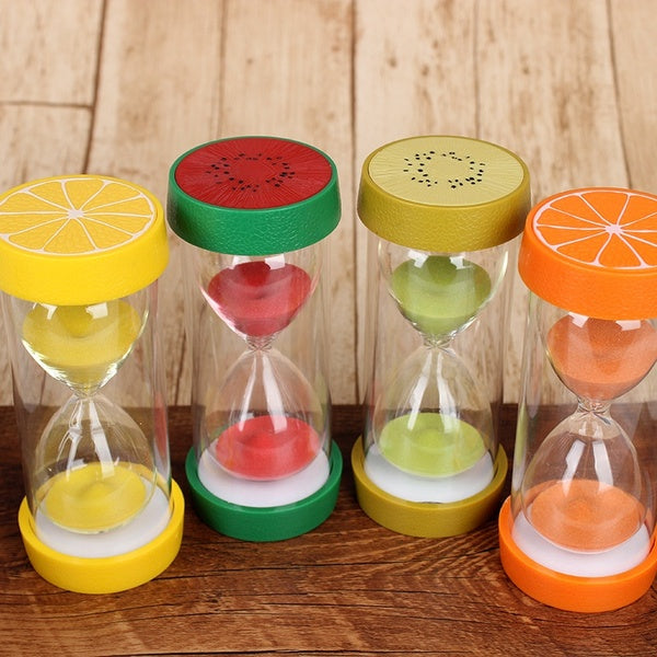 4 Colors Fruit Style Hourglass Sand Timer Clock 5-15-30 Minutes for Kids,Classroom,Games,Kitchen,Brushing Timer,Home Office