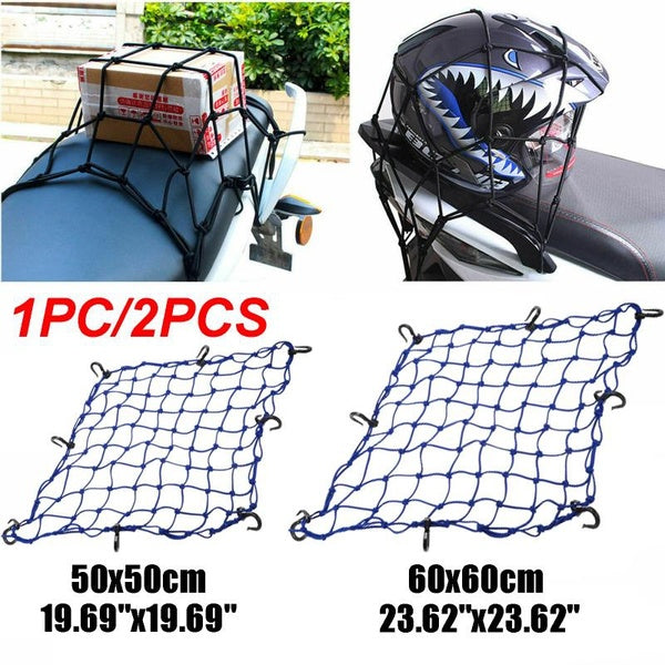 50x50cm-60x60cm Motorcycle Cargo Net Luggage Thicken Netting with 8 Hooks for Motorcycle Bike ATV 1-2PCS