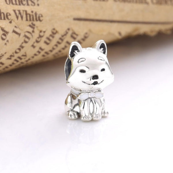 925 Sterling Silver Belle Perle De Charme Animal Akita Japonais Convient Aux Bracelets De Charme De Bijoux Européens