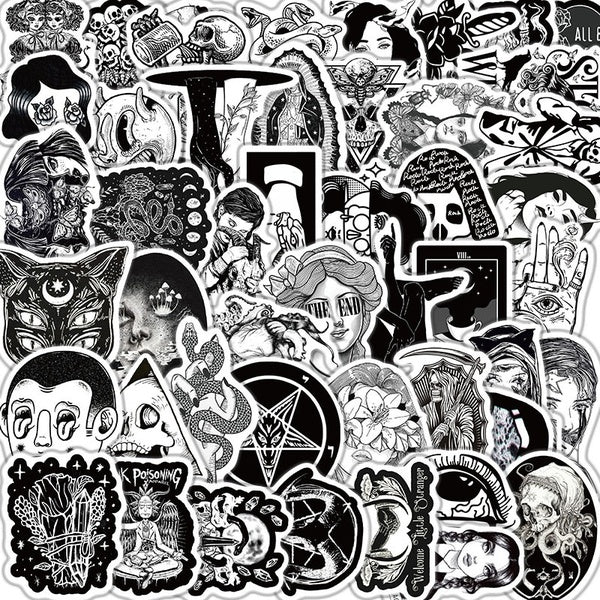 25-50-75-100 PCS Black White Gothic Style Girl And Horror Skull Gothic Stickers Graffiti Sticker Waterproof Decal to DIY Laptop Motorcycle Luggage Sn