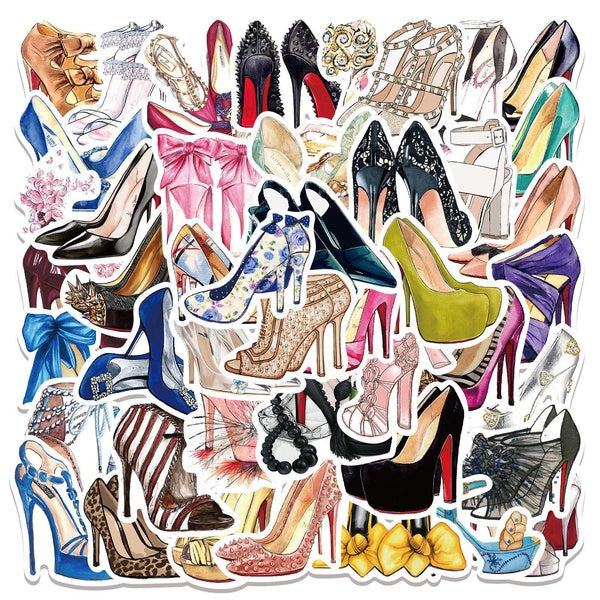 10-50Pcs High Heeled Sticker Princess Shoes Height Raising Shoes Graffiti Stickers for DIY Luggage Laptop Skateboard Motorcycle Bicycle Stickers