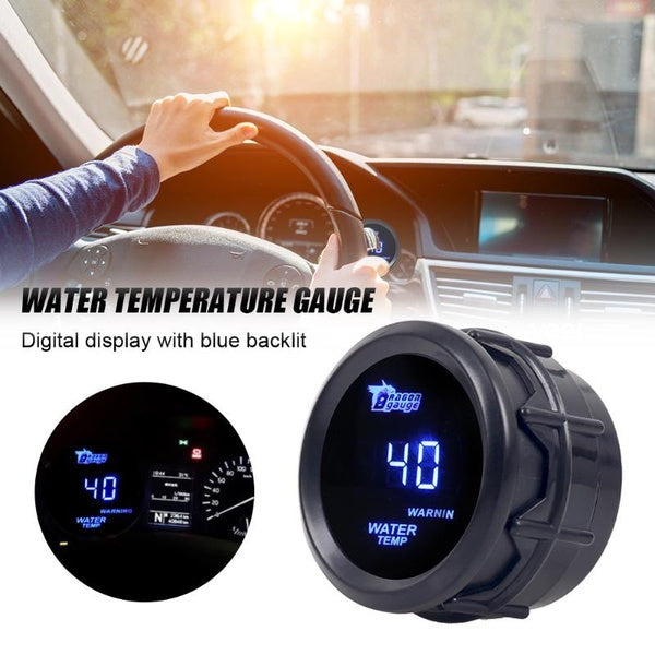 2" 52mm Car Modified Instrument Water Temperature Gauge Celsius Temp Meter Kit Blue Light Digital Display Water Temperature Gauge Electrical Gauges