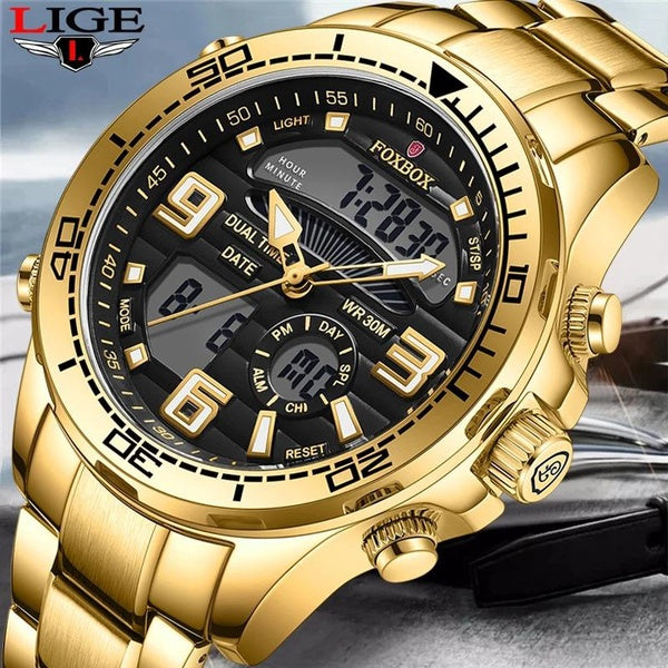 2023 LIGE Hommes Montre Top Marque De Luxe Grand Cadran Sport Militaire Montres Hommes Chronographe Quartz Montre-Bracelet Date Mâle Horloge Reloj Ho