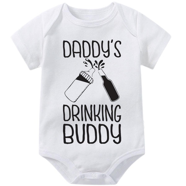 Daddy Onesies for Newborn,Daddy's Drinking Buddy Funny Baby Bodysuit,Summer Short Sleeve Baby Jumpsuit Rompers,Cute Babygrow Vest,Creeper Infant One-