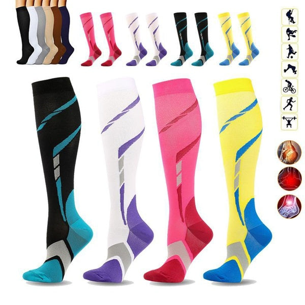 1 Pair Compression Socks For Women & Men（20-30mmhg）Athletic Nursing Stocking For Running, Cycling, Flight, Travel