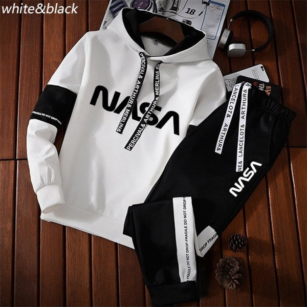 Men's Fashion Sportswear Men's Jogging Suit Aerospace Hooded Sweatshirt Sweatpants Two Piece Sportswear Suit