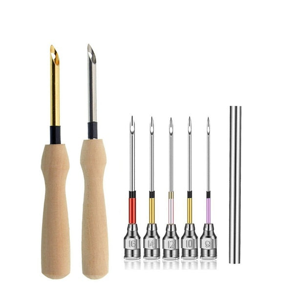Punch Needle Embroidery Kits Wooden Yarn Punch Needles Crochet Knitting Embroidery Pen DIY Craft Stitching Applique Sewing Tools