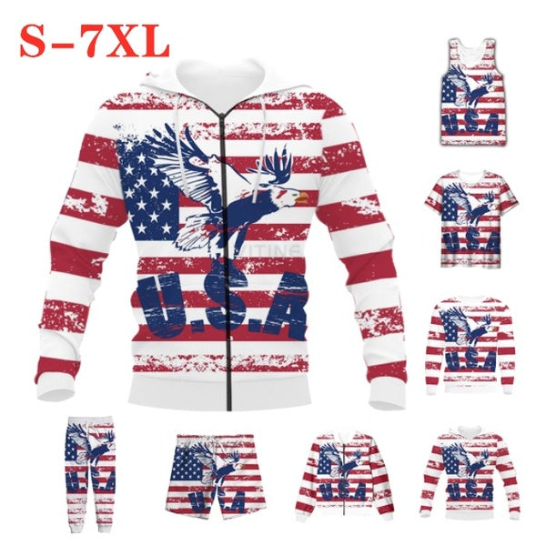 New USA Flag Eagle Men -Women 3D Printing Harajuku Style T Shirt Zip Hoodies-hoodies- Sweatshirts-pants-shorts-vest Plus Size S-7XL