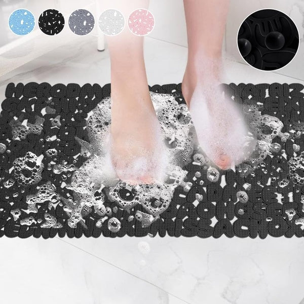 1pc Eco-friendly PVC Bathroom Non-slip Floor Mat, Vacuum Suction Cup Bathroom Massage Non-slip Waterproof Shower Mat, Soft And Comfortable Foot Massa