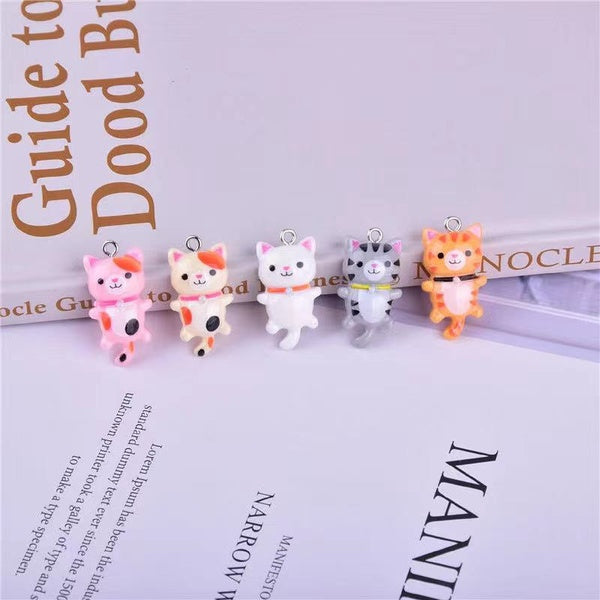 20pcs Kawaii Resin Charms Cat Animal For Women Handmade DIY Making Earrings Necklace Pendants Party Jewelry Findings