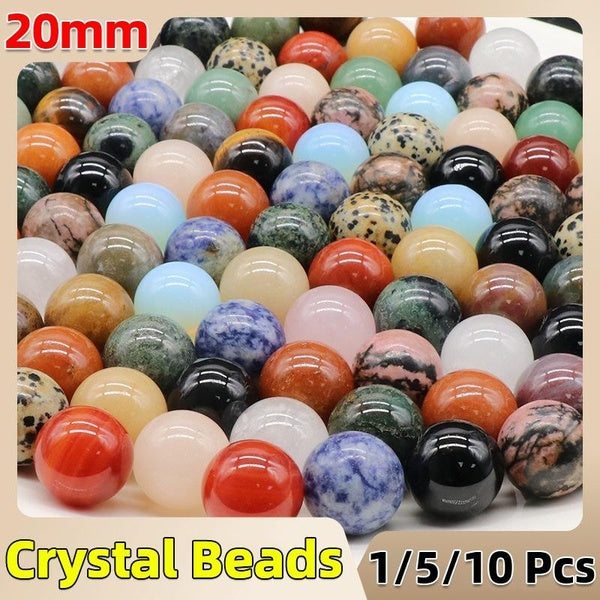 Sphères de pierres précieuses en cristal d'art 20 mm, quartz de guérison naturelle, améthyste, perles rondes en cristal, décoration de chambre, boule