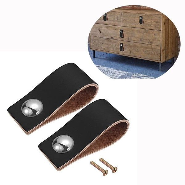 2.5" 2 pièces cuir tire poignée porte placard tiroir bureau armoire bouton meubles