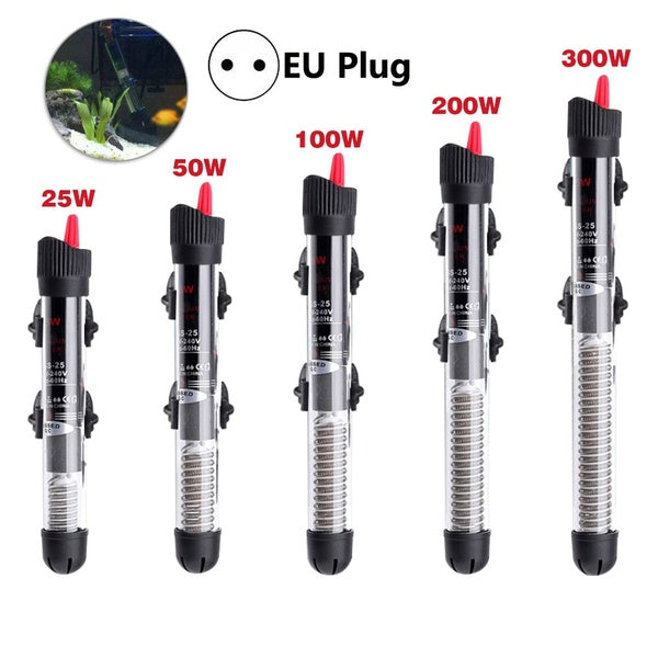 25W-50W-100W-200W-300W Aquarium Submersible Fish Tank Automatic Water Heater Constant Temperature Heating Rod EU Plug