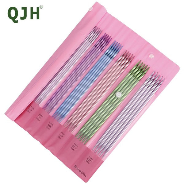 QJH 56 Pcs Double Pointed Knitting Needles 7.87", Short Aluminium Oxide Knitting Needles Set for Beginner & Kids, Socks, Gloves Short Double Pointed