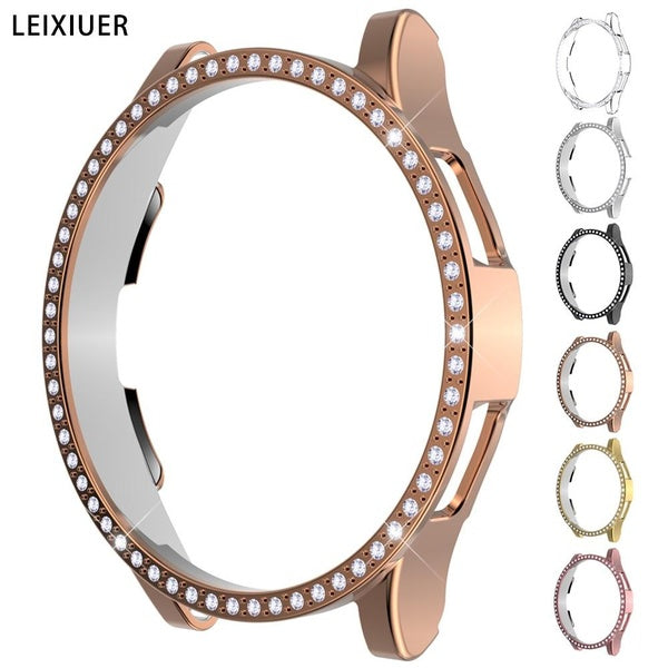 LEIXIUER Diamond Cover Without Film for Samsung Galaxy Watch 4 40mm 44mm 4 Classic 42mm 46mm PC Women Bling Bumper Case Accessories Screen Protector