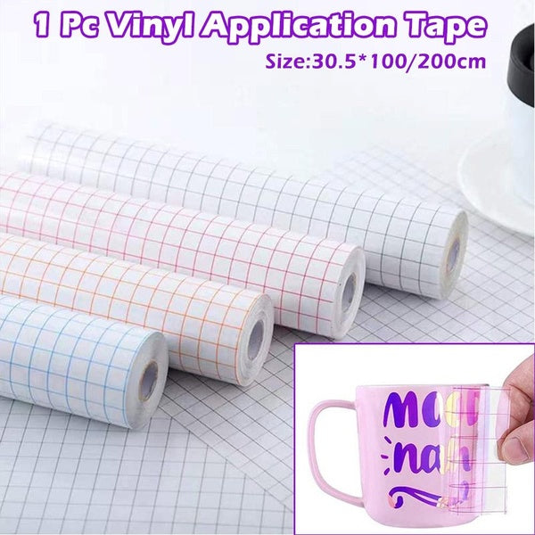 1Pc DIY Transfer Film 30.5×100-200cm Clear Vinyl Application Tape 4Color Alignment Grid for Car Wall Craft Art Decal Transfer Paper Tape Adhesive