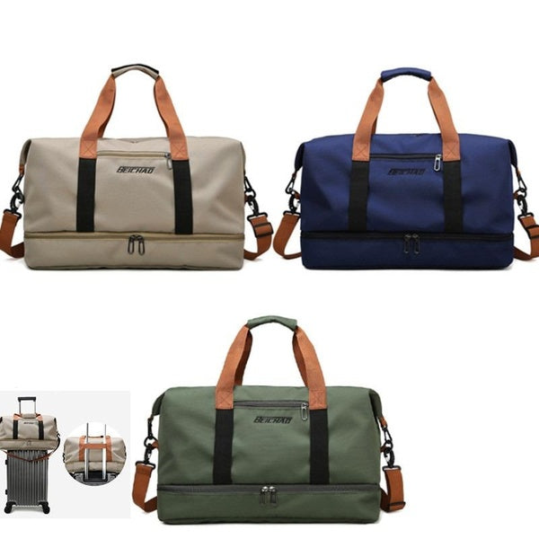 Travel bag, portable short distance travel luggage, large capacity, lightweight, dry wet separation, sports and fitness bag