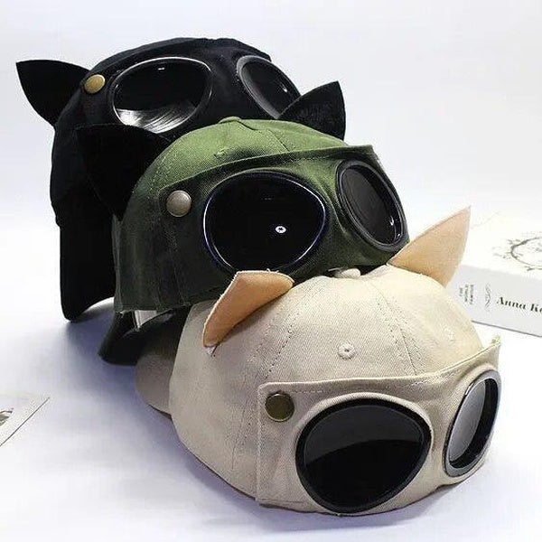 New Pilot Glasses Baseball Hat Women Men Cat Ears Sun Visor Cap Autumn and Winter Reverse Wear Snapback Cap