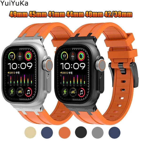 YuiYuKa Sport Silicone Band for Smart Watch Ultra 2-Ultra 49mm 9 8 7 41mm 45mm,Strap Bracelet Accessories for Smartwatch Serise 6 5 4 Se 44mm 45mm 4