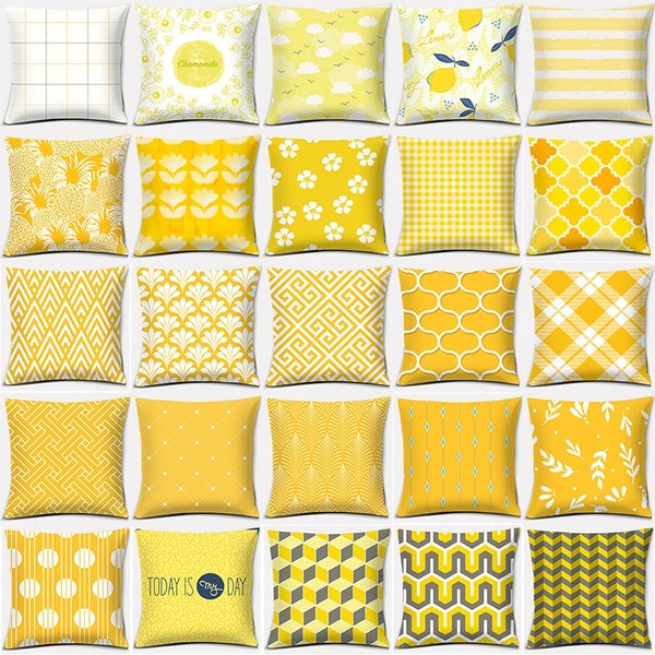 Yellow Lemon and Abstract Pattern Series Pillow Gift Home Office Decoration Pillow Bedroom Sofa Car Cushion Cover Pillowcase (45 cm * 45 cm)