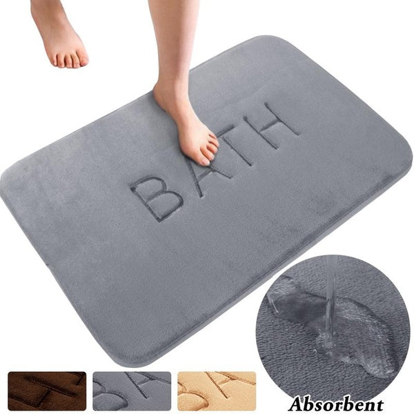 Bathroom Rug flannel Bath Mat Non Slip Memory Foam Area Rug, Soft and Comfortable Carpet Doormat,Water Absorbent Bathmat Machine Washable Dry Bath
