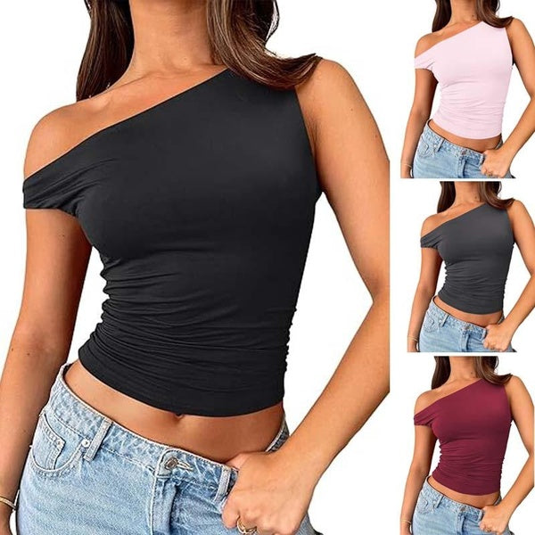 Womens Off The Shoulder Tops Sleeveless Shirts Going Out Crop Tank Tops Slim Fitted Summer Outfits