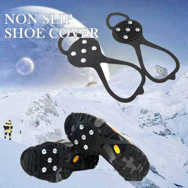 Outdoor Camping Hiking Equipment Anti-slip Crampons Shoe Cover 5 Teeth Shoe Spiked Grip Cleat Crampons for Kid & Aldult